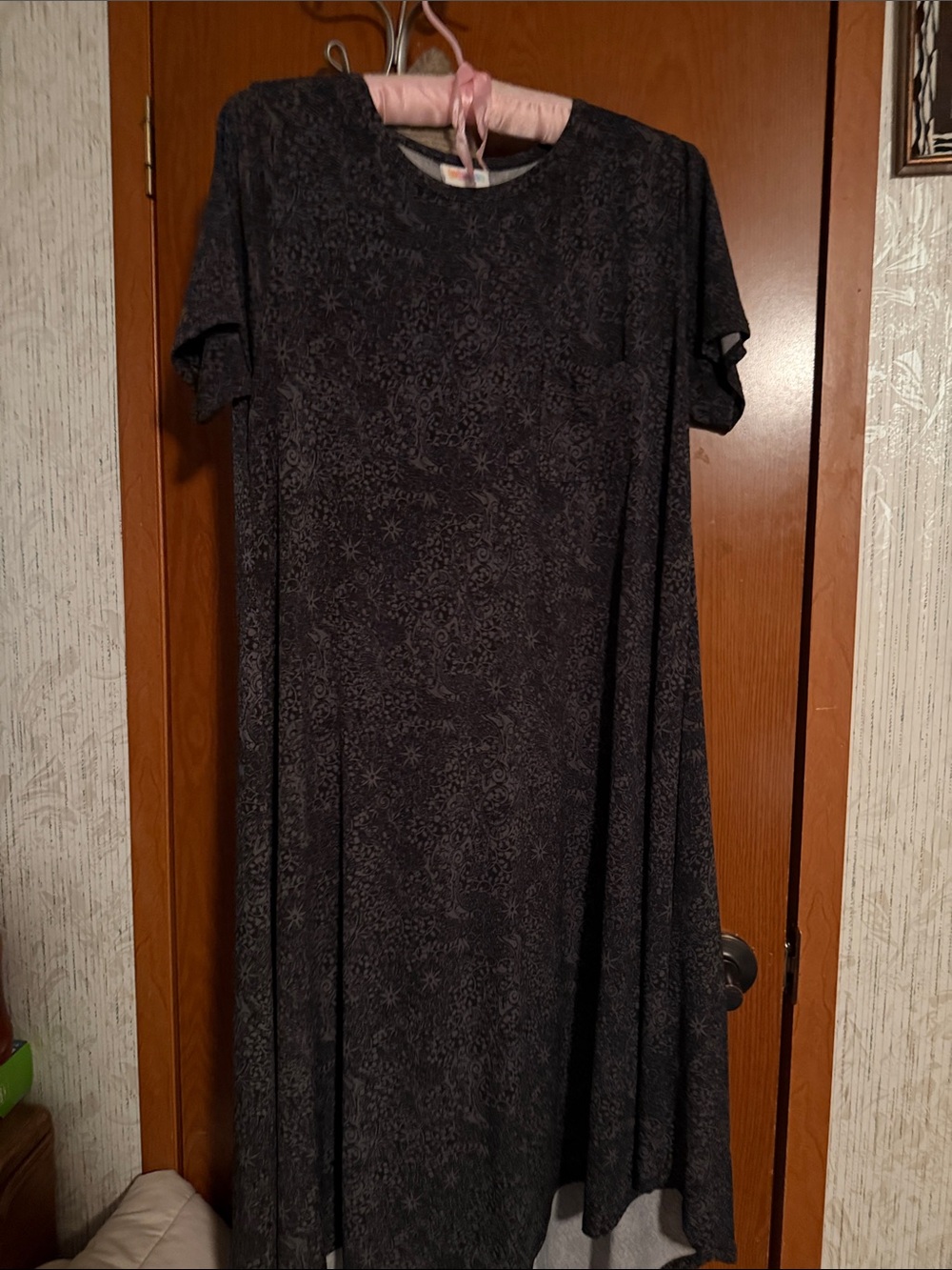 LuLaRoe Dark Charcoal Gray Floral A-Line Dress